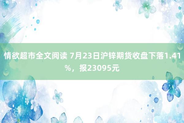 情欲超市全文阅读 7月23日沪锌期货收盘下落1.41%，报23095元