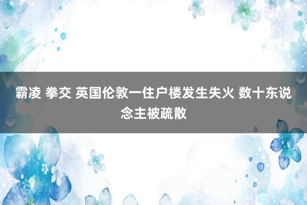 霸凌 拳交 英国伦敦一住户楼发生失火 数十东说念主被疏散