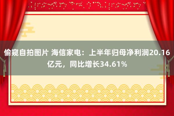 偷窥自拍图片 海信家电：上半年归母净利润20.16亿元，同比增长34.61%