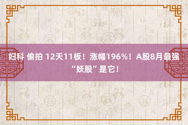 妇科 偷拍 12天11板！涨幅196%！A股8月最强“妖股”是它！