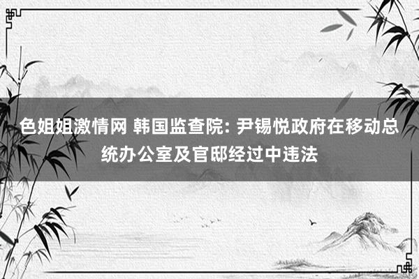 色姐姐激情网 韩国监查院: 尹锡悦政府在移动总统办公室及官邸经过中违法